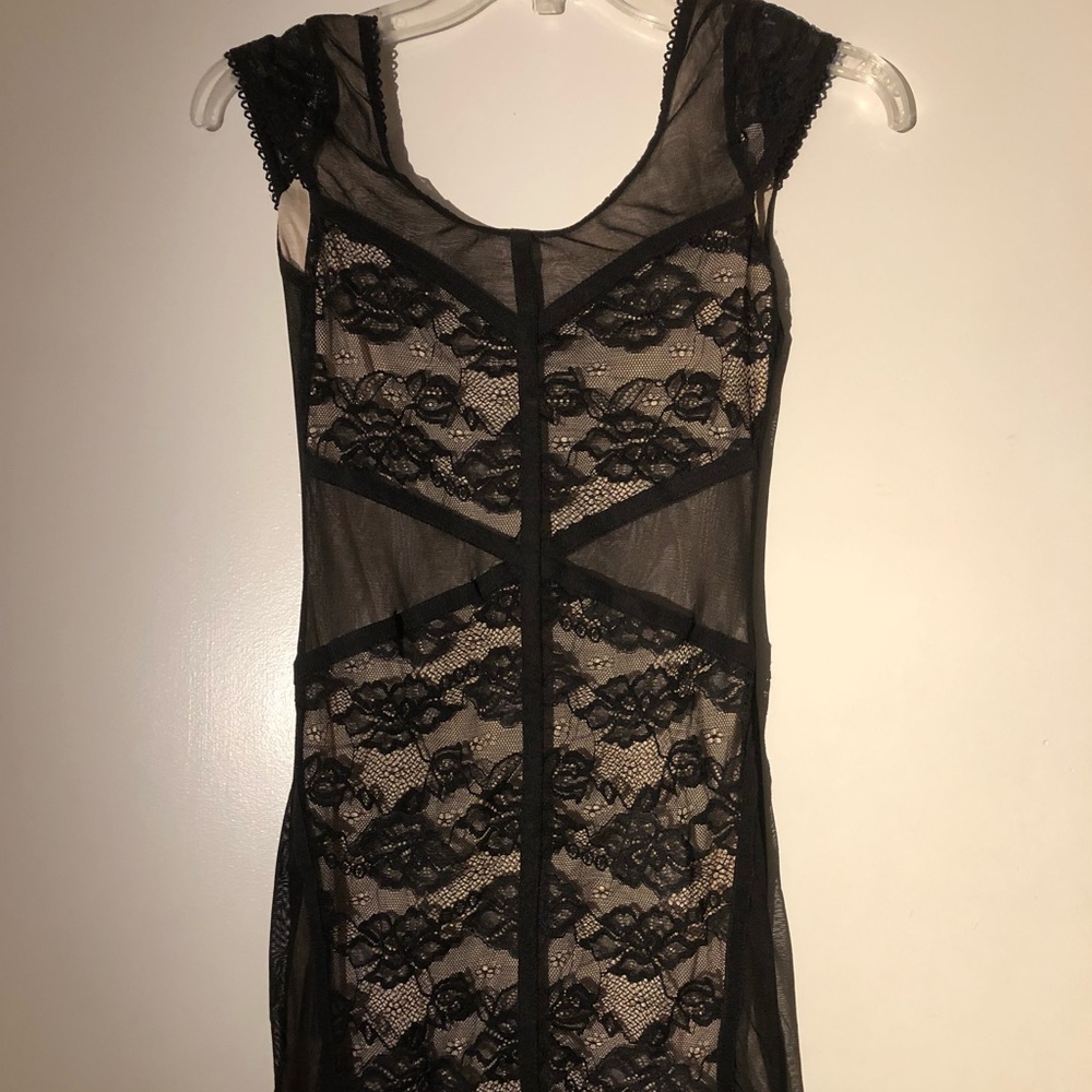 Sexy black and cream mini dress